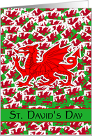 Saint David’s Day With Scattered Welsh Flags And Large Dragon card