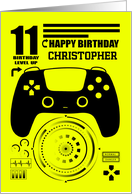 11th Birthday with Gaming Controller and Futuristic Hud Custom Name card