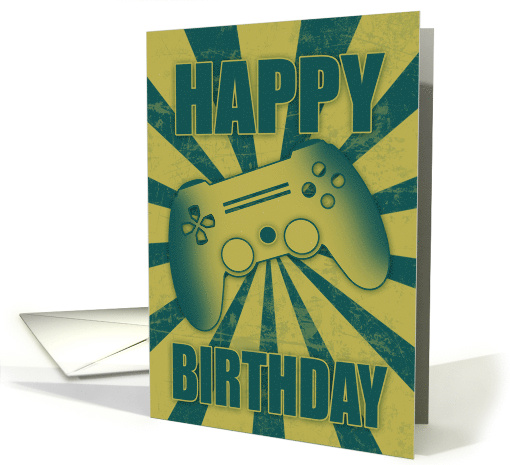 Birthday with Gaming Controller Bold And Modern card (1723424)