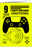 9th Birthday with Gaming Controller and Futuristic Hud Custom Name card