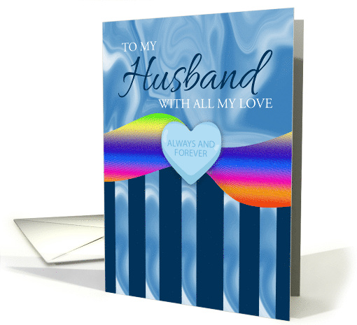 Gay Husband Valentine's Day Card with Candy Heart and Stripes card