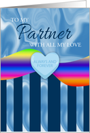 Gay Partner Valentine’s Day Card with Candy Heart and Stripes card