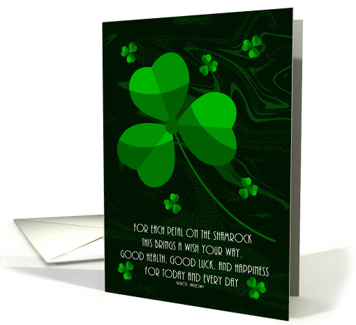 Saint Patrick's Day Shamrock and Poem Marble Effect Background card
