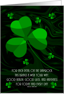 Saint Patrick’s Day Shamrock and Poem Marble Effect Background card