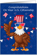 Congratulations on your US Citizenship Cartoon Bald Eagle card