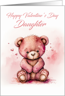 Daughter Cute Bear with Hearts Valentine’s Day card