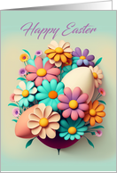 Happy Easter with Eggs and Flowers card