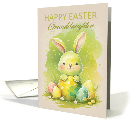 Granddaughter Easter Rabbit with Easter Eggs and Daisies card
