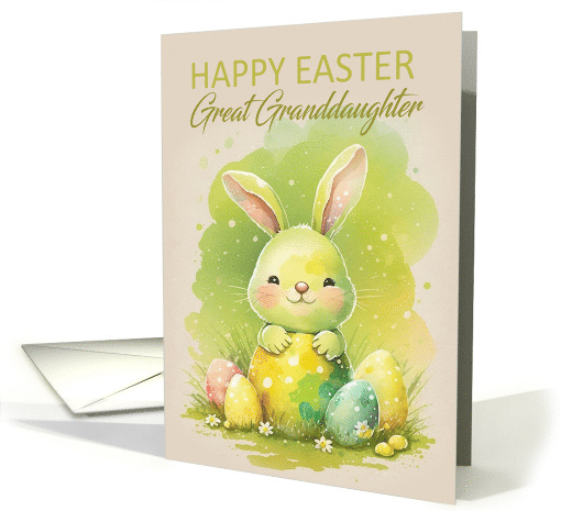 Great Granddaughter Easter Rabbit with Easter Eggs and Daisies card