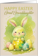 Great Granddaughter Easter Rabbit with Easter Eggs and Daisies card