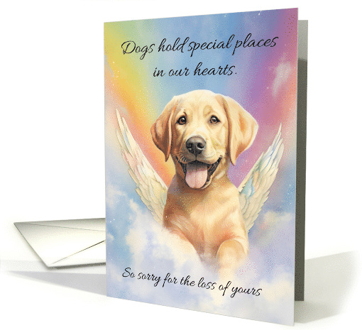 Loss of pet Dog deepest Sympathy with Labrador Puppy and Rainbow card