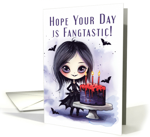 Halloween Birthday With Cute Vampire and Birthday Cake card (1798966)