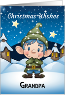 Grandpa Little Christmas Elf Dressed in Blue with Little Houses card