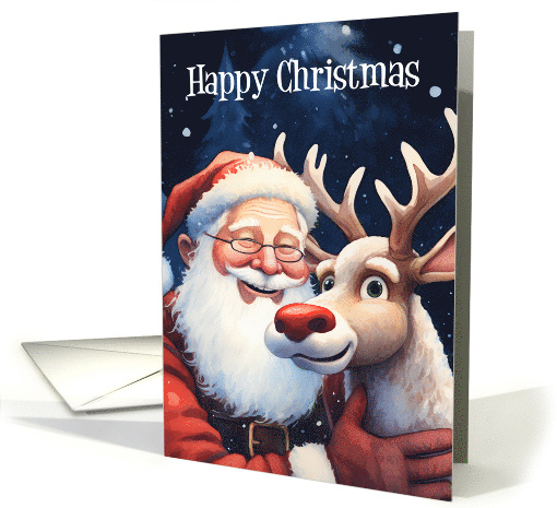 Happy Christmas Santa with Cute Reindeer card (1803226)