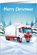 Merry Christmas White Truck with Red Holiday Trim card