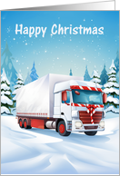 Happy Christmas White Truck with Red Holiday Trim card