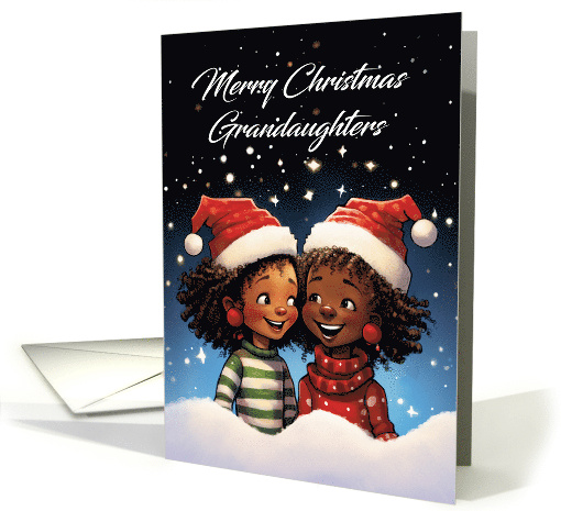 Granddaughters Merry Christmas Two Girls African American card