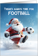 Football Soccer 3d Santa Kicking around in Winter Snow Happy Christmas card