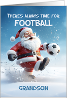 Grandson Football Soccer 3d Santa Kicking around in Winter Snow card