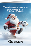 Godson Football Soccer 3d Santa Kicking around in Winter Snow card