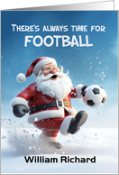 Any Name Football Soccer 3d Santa Kicking around in Winter Snow card