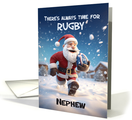Nephew Rugby 3d Santa Kicking around in Winter Snow card (1807810)