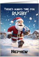 Nephew Rugby 3d Santa Kicking around in Winter Snow card