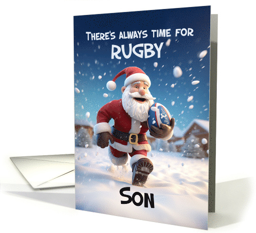 Son Rugby 3d Santa Kicking around in Winter Snow card (1807816)