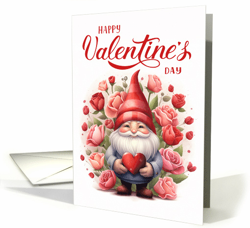 Happy Valentine's Gnome with Roses and a Heart card (1811398)
