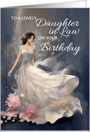 Daughter in Law Birthday with Pretty Woman in a Flowing Dress card