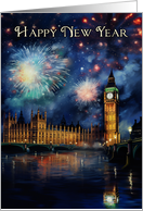 New Year Celebration with Big Ben over the River Thames card