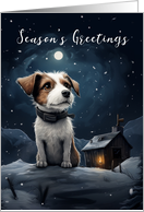 Jack Russell Christmas a Russell and Snow Scene Season’s Greetings card