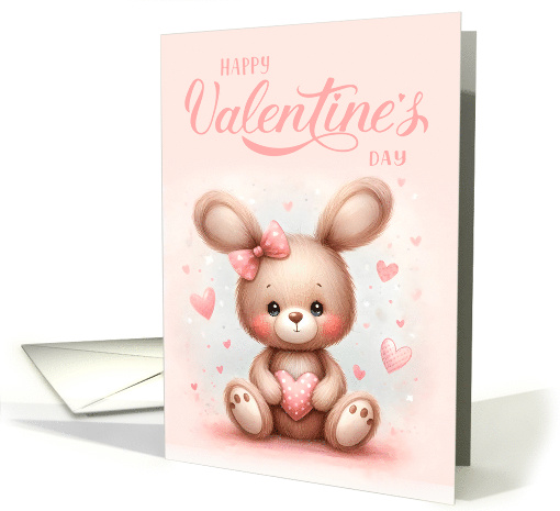 Valentine's Rabbit with Lots of Hearts on a Subtle Pink... (1814250)