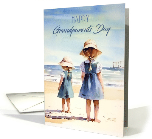 Grandparents Day with two Little Girls on a Beach card (1814964)