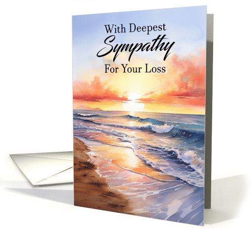 Sunset over the Ocean View with Deepest Sympathy for your Loss card
