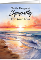 Sunset over the Ocean View with Deepest Sympathy for your Loss card