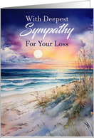 Twilight over the Sea View with Deepest Sympathy for your Loss card