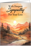 Sunset over the Mountains Orange Tones Deepest Sympathy for your Loss card
