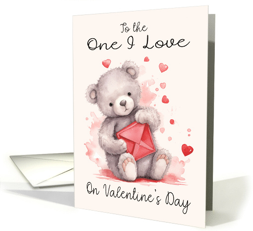 To the One I Love on Valentine's Day Teddy Bear with Envelope card
