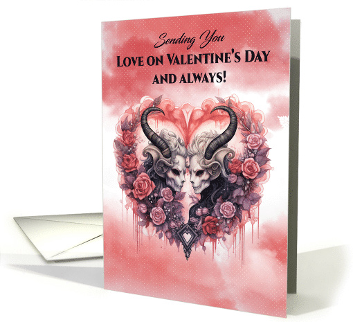 Gothic Valentine's Day with two Sides of Baphomet and Roses card