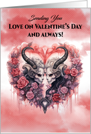 Gothic Valentine’s Day with two Sides of Baphomet and Roses card