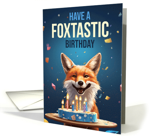 Fox Birthday with Cake Candles and Ticker Tap Play on... (1821538)