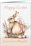 Great Granddaughter Easter Rabbit and Eggs in Pink Subtle Tones card