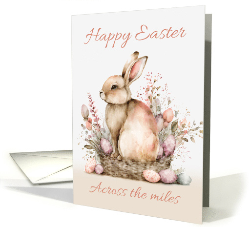 Across the Miles Easter Rabbit and Eggs in Pink Subtle Tones card