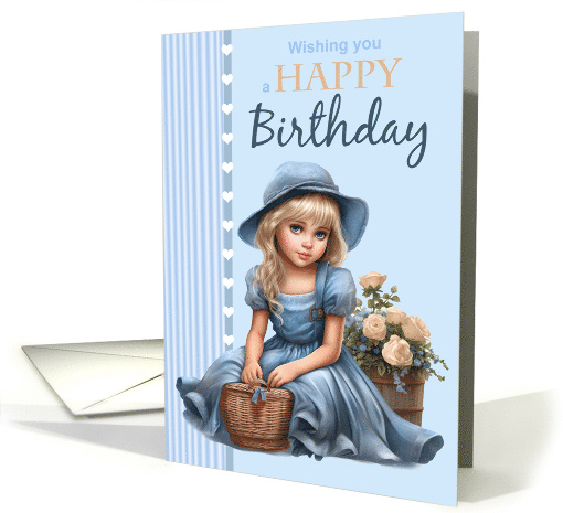 Country Girl Birthday in a Blue Dress on a Blue... (1823504)