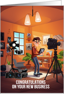New Photography Studio Congratulations with Cartoon Photographer card