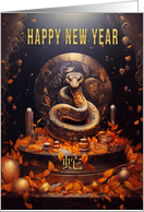 Chinese New Year of the Snake with Leaves Gold and Candles card