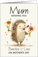 Mum Sending you Bunches of Love on Mother’s Day Hedgehog card