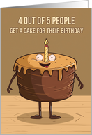 Birthday Chocolate Cake with Candle 4 out of 5 People card