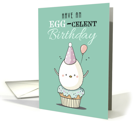 Egg Sitting on a Cupcake Play on Words Egg Celent Birthday card